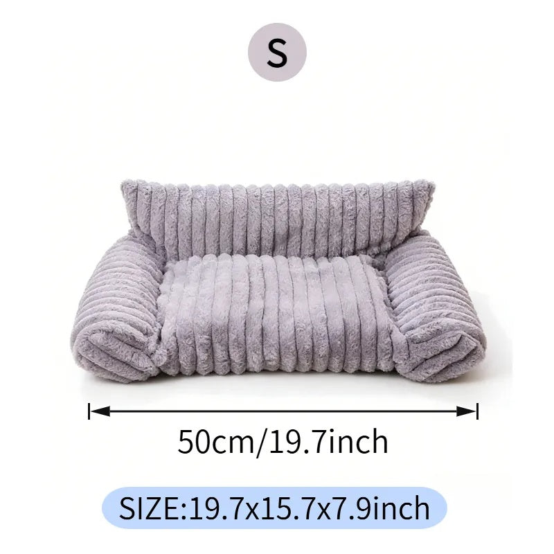 Cute Cat Couch For Pets - Fluffy Cat Beds With Premium Soft Corduroy Fleece, Fuzzy Cats Beds For Indoor Cats With Remova
