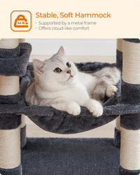 Cat Tree, 44.1-Inch Multi-Level Tower, 11 Scratching Posts