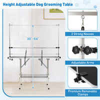 Foldable Pet Grooming Table with Adjustable H-shaped Arms, 330 LBS Capacity for Small-Large Dogs