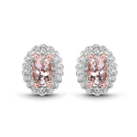2.28 Carat Genuine Morganite and White Topaz .925 Sterling Silver 3 Piece Jewelry Set (Ring, Earrings, and Pendant w/ Chain)