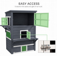 Cat House, Outdoor 3-Tier Kitty Shelter, Weather Resistant, w/ Escape Door