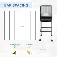 45-inch Metal Indoor Bird Cage, Parrot Cage, Bird Aviary with Detachable Rolling Stand, Storage Basket, and Accessories 