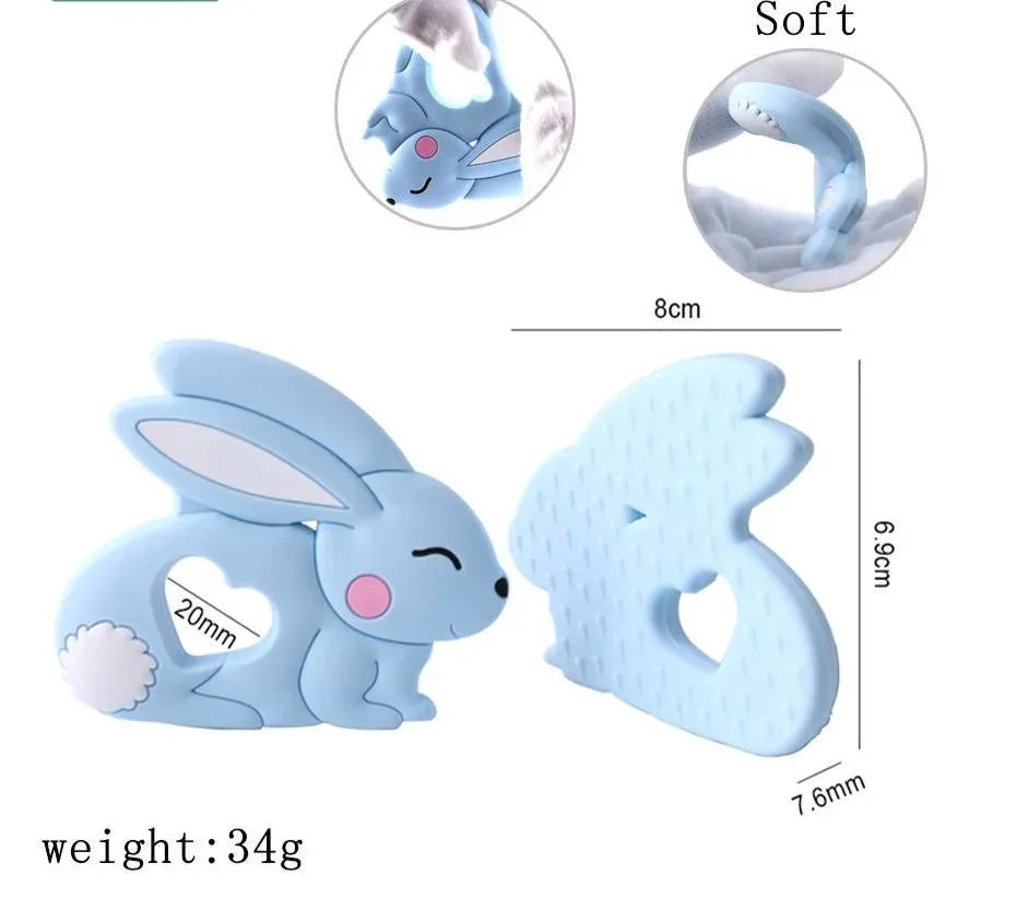 Baby Teether Silicone Rabbit Food Grade Bunny Teether Nursing Teething Accessories Silicone Animal Teether For Kids and Baby - BIG FRENCHIES
