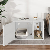 Cat Litter Box Cabinet Multifunctional White Modern Cat House Washroom End Table For Bedroom Living Room