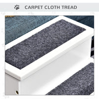 3 Step Wooden Carpeted Non Slip Pet Stairs Ramp for Cats and Small Dogs - White