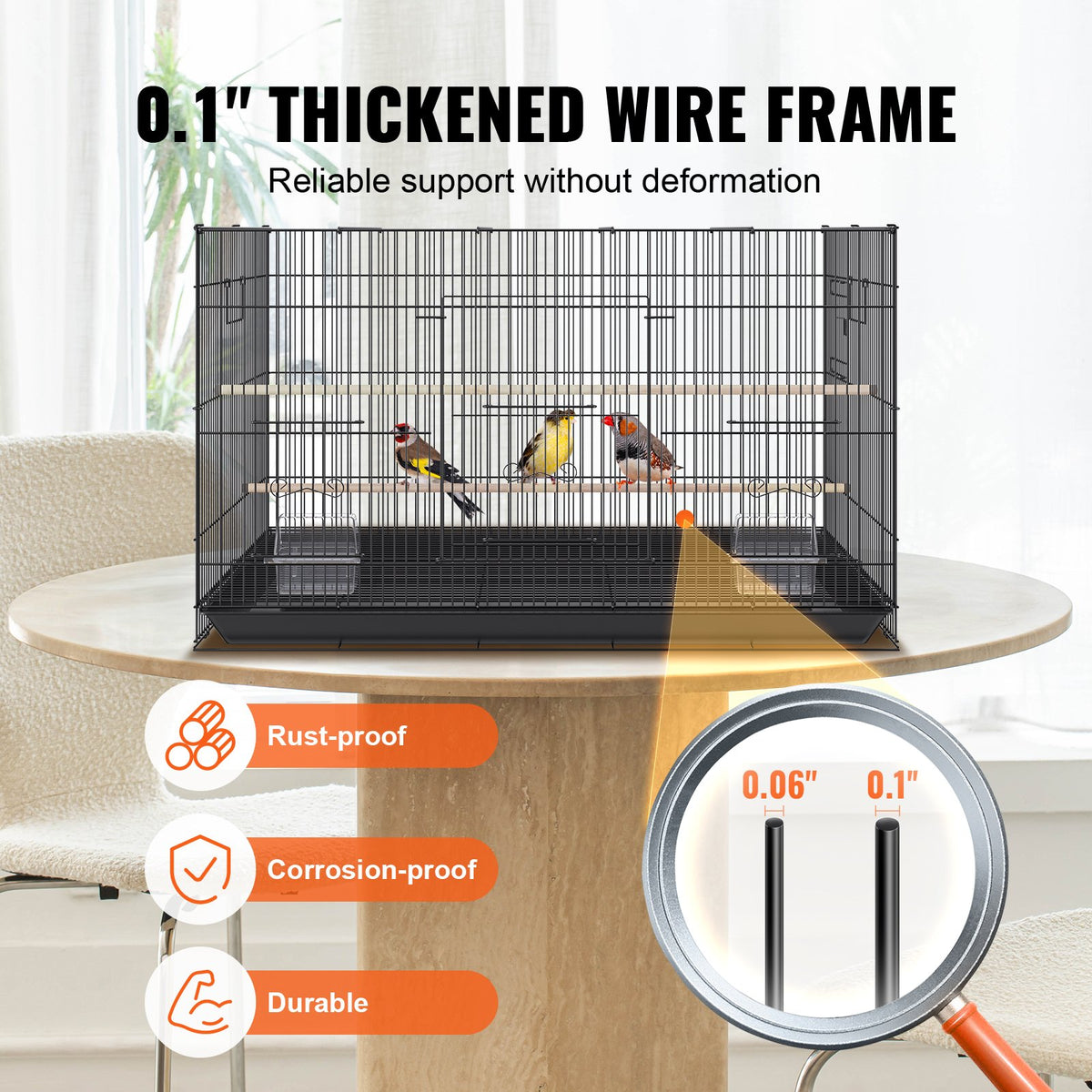 30 Inch Bird Cage, Metal Large Parakeet Cages For Cockatiels Small Parrot Budgies Lovebirds Canaries, Pet Bird Cage With
