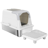 Stainless Steel Enclosed Litter Box for Cats(No shipments on weekends)