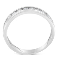 IGI Certified 1/2 Cttw Round Brilliant Cut Diamond 18K White Gold Channel Set Eternity Style Wedding Band Ring (H-I Color, I1-I2 Clarity) - Size 7