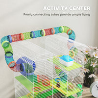 18.5" 5 Tier Hamster Cage with Tubes and Tunnels, Small Animal Cage, Rat Gerbil Cage with Water Bottle, Food Dish, Exerc