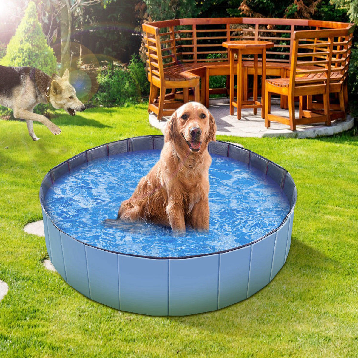 1Pc 160 X 160 X 30cm-63.0 X 63.0 X 11.8inch Foldable Pet Swimming Pool PVC Dog Swim Pool Bathing Tub Playmat Pools