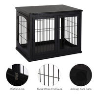 Crate Furniture, 32Small Dog Cage End Table With 2 Doors, Lockable Door, Puppy Kennel Indoor, Black