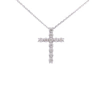 .25ct Diamond Cross Religious Pendant Sterling Silver