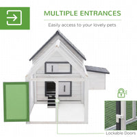 Chicken Coop Wooden Chicken House Rabbit Hutch Poultry Cage Hen Pen With Nesting Box, Ramp, Run