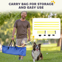 4 Piece Dog Agility Set with Adjustable Height Jump Bars, Carry Bag, Displacing Top Bar, Yellow Yellow