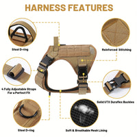 American Local Tactical Pet Boobs Service Dog Harness Vest Adjustable Reflective Dog Harness Metal Buckle Hiking Trainin