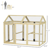 Wooden Chicken Run, Combinable Design with Perches, 4.6 x 2.8, Nature Wood