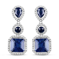 11.62 Carat Dyed Sapphire .925 Sterling Silver Earrings