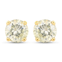 1.24 Carat Genuine LB Diamond 14K Yellow Gold Earrings