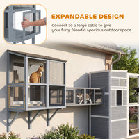 Catio Outdoor Cat Enclosure Outdoor Window Box Cat House with Waterproof Roof 39.4"L Gray