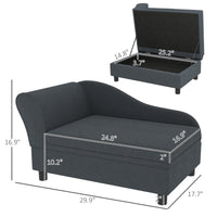 Pet Sofa Bed Couch With Storage, Pet Sofa For Cats And Small Dogs, Dark Gray