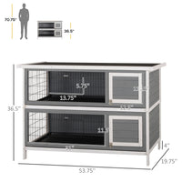 54" 2-Story Large Rabbit Hutch Bunny Cage Wooden Pet House Small Animal Habitat with Lockable Doors, No Leak Tray and wa