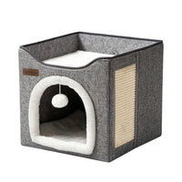 Arched Cat Bed In Green And Gray Color