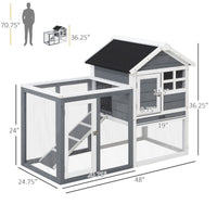 Indoor Rabbit Enclosure, 48" Weatherproof Wooden Rabbit Hutch, with Slanted Asphalt Roof & Fun Outdoor Run for Bunnies &