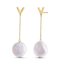 14k Yellow Gold Tesoro Pearl Drop Earrings