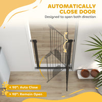 30"-32" Extra Wide Pet Gate Barrier with Small Door, 35"H Dog Gate with Safety Gate Barrier, Stair Pressure Fit, Black