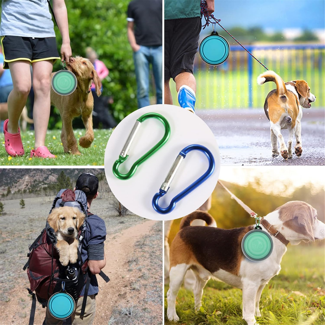 Collapsible Bowl With Cover Lids,2 Pack Dog Travel Bowls Portable Foldable Cat Water Dish Bowl For Pets Walking Parking 