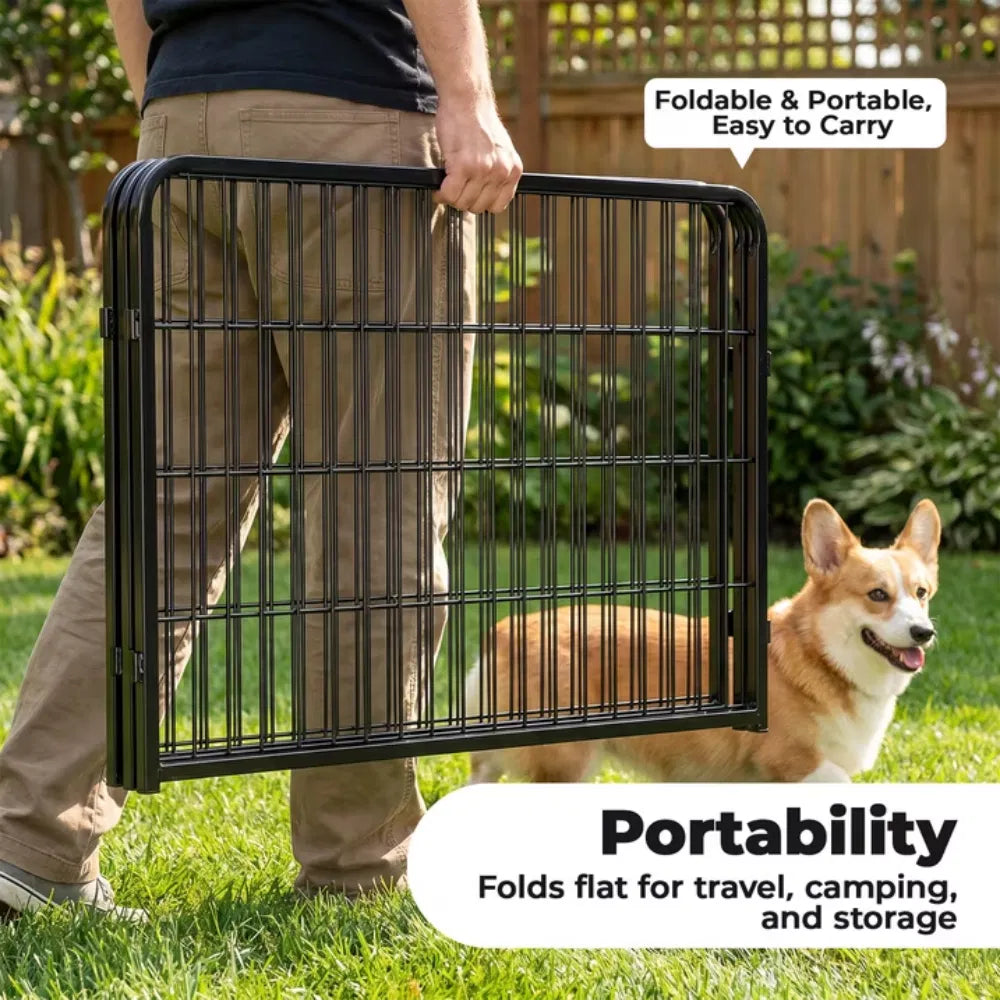 Dog Playpen Indoor Fence Height Metal Exercise Pen with Door Small Puppy/Medium/Large Dogs Animal Pet for Outdoor, Garde
