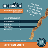 Dogginstix Lamb Collagen Twist 12 in Natural Dog Chews, Single Ingredient, Pack of 25