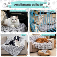 3 PackPet Blanket, Soft Plush Paw Print Dog Blanket Washable, Warm Fleece Cat Blanket For Large Medium Dogs, Sofa Couch 