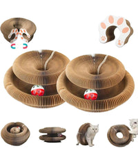 One-piece Cat Scratching Post, Accordion-style Folding Design, Wood Grain, Anti-scratch, Wear-resistant, Interactive Cat