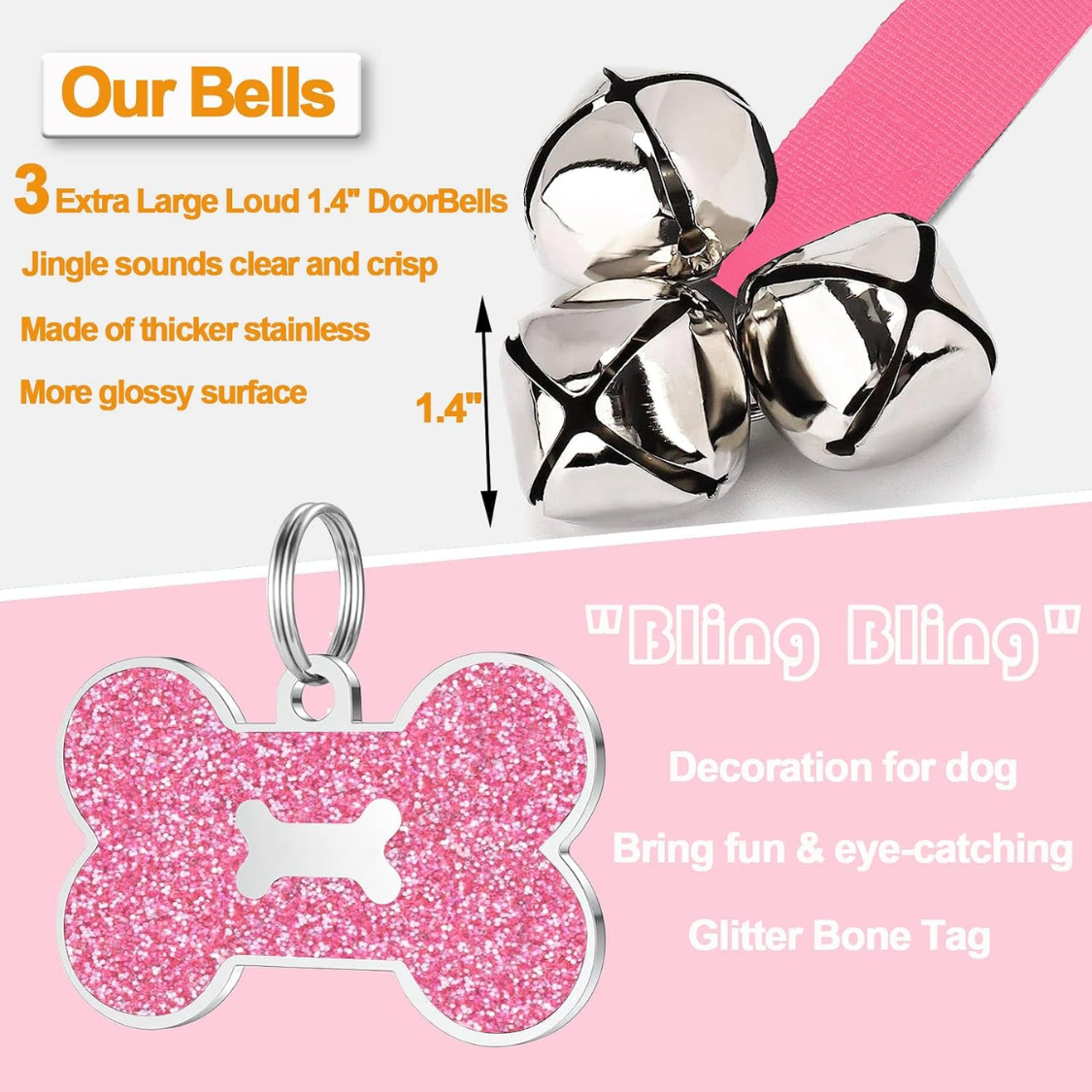 2 Pack Dog Door Bells Dog Doorbell To Go Outside Puppy Train Bell For Dogs To Ring
