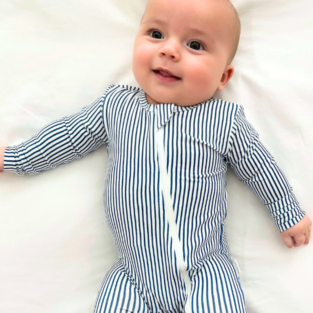 Miami Cabana Stripe Zippered Romper