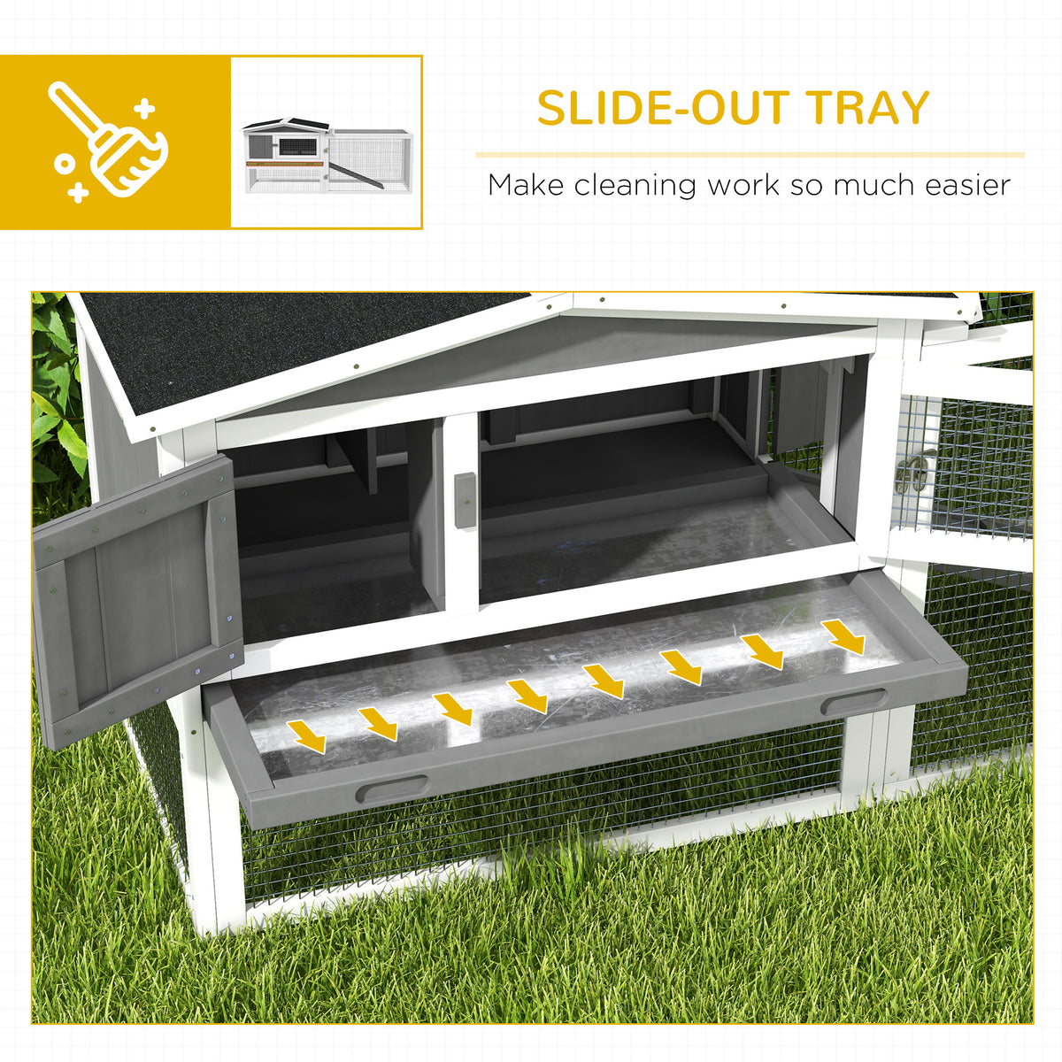 Rabbit Hutch 2-Story Bunny Cage, Guinea Pig Cage Indoor Outdoor, Small Animal House with Slide Out Tray, for Rabbits, Ch