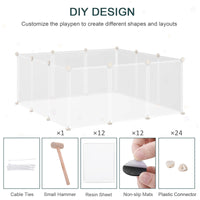 Small Animal Cage Plastic Chinchilla Cage 12 Panels for Bunny Chinchilla Guinea Pig, 18" x 14", White
