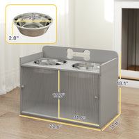 Elevated Dog Bowls with Storage, Raised Dog Bowl Stand with 2 Stainless Steel Bowl for Large Dogs, Gray