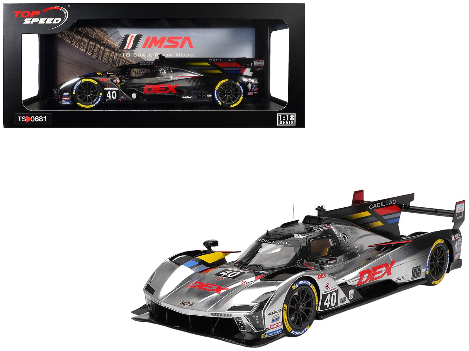Cadillac V-Series.R #40 Louis Deletraz - Kamui Kobayashi - Jordan Taylor "Cadillac Wayne Taylor Racing" IMSA "24 Hours of Daytona" (2025) 1/18 Model Car by Top Speed  free shipping USA
