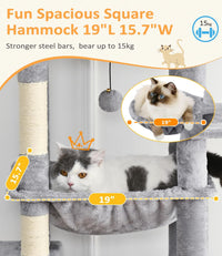 ABCPET Large Cat Tree, Cat Tower, Multi-Tier, Indoor Cat, Sisal Scratching Post, Widened Cat Perching Post, Square Hammo