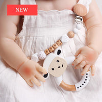Modern Luxury Pacifier Clip Chain Beech Beads Silicone Elephant Pendant Baby Teething Nursing Clips Chain For Baby - BIG FRENCHIES