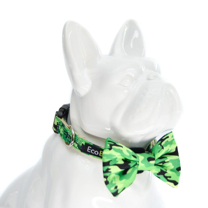 EcoBark Camo Bow Tie Dog Collar - Camouflage Print - BIG FRENCHIES