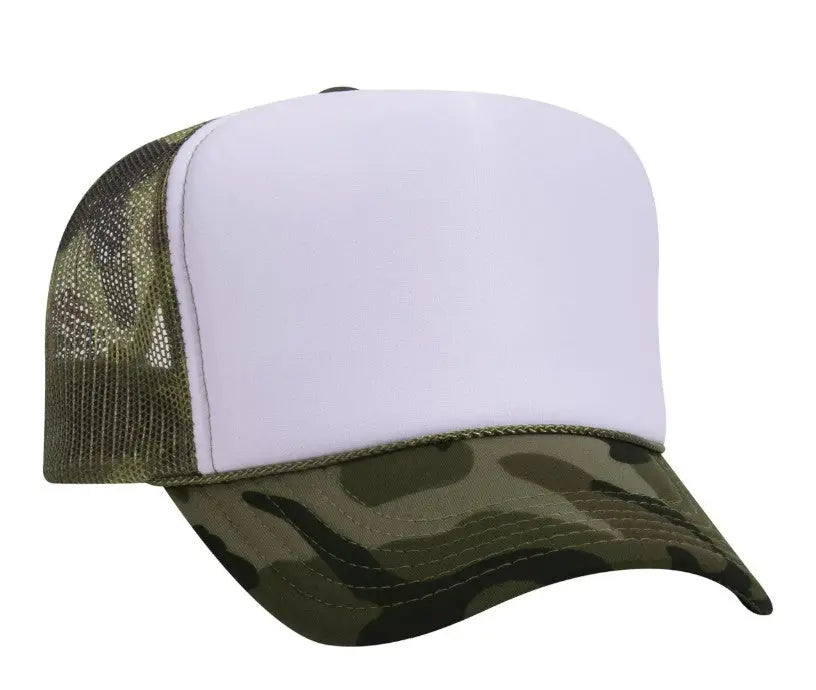 Mama Blue Checkered Bow Adult Otto Foam Trucker Hat