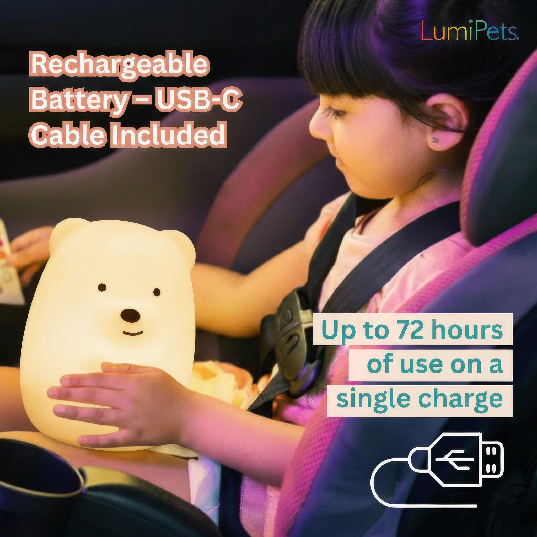 LumiPets® Benny the Bear- Children's Touch Night Light - BIG FRENCHIES