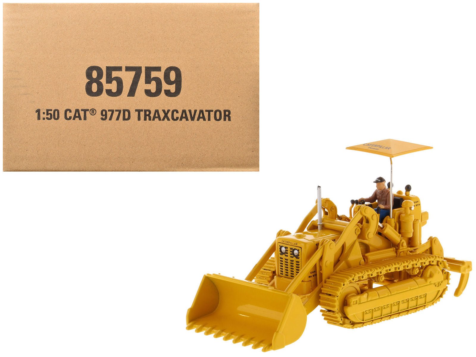CAT Caterpillar 977D Traxcavator Yellow with Operator "Vintage Series" 1/50 Diecast Model by Diecast Masters  free shipping USA