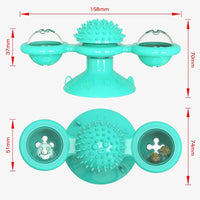 Cat Windmill Toy Funny Massage Rotatable Cat Toys With Catnip LED Ball Teeth Cleaning Pet Newest Windmill Cat Toy with LED and Catnip Ball Cat Turntable Teasing Interactive Toy with a Suction Cup Base Can be Cleaned Rotary Massage Tickle Anti-bite Toy