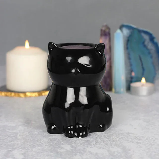 Gothic Black Cat Oil Burner and Wax Warmer - BIG FRENCHIES
