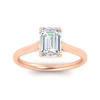 Cathedral Flat Band Emerald Cut Solitaire Engagement Ring