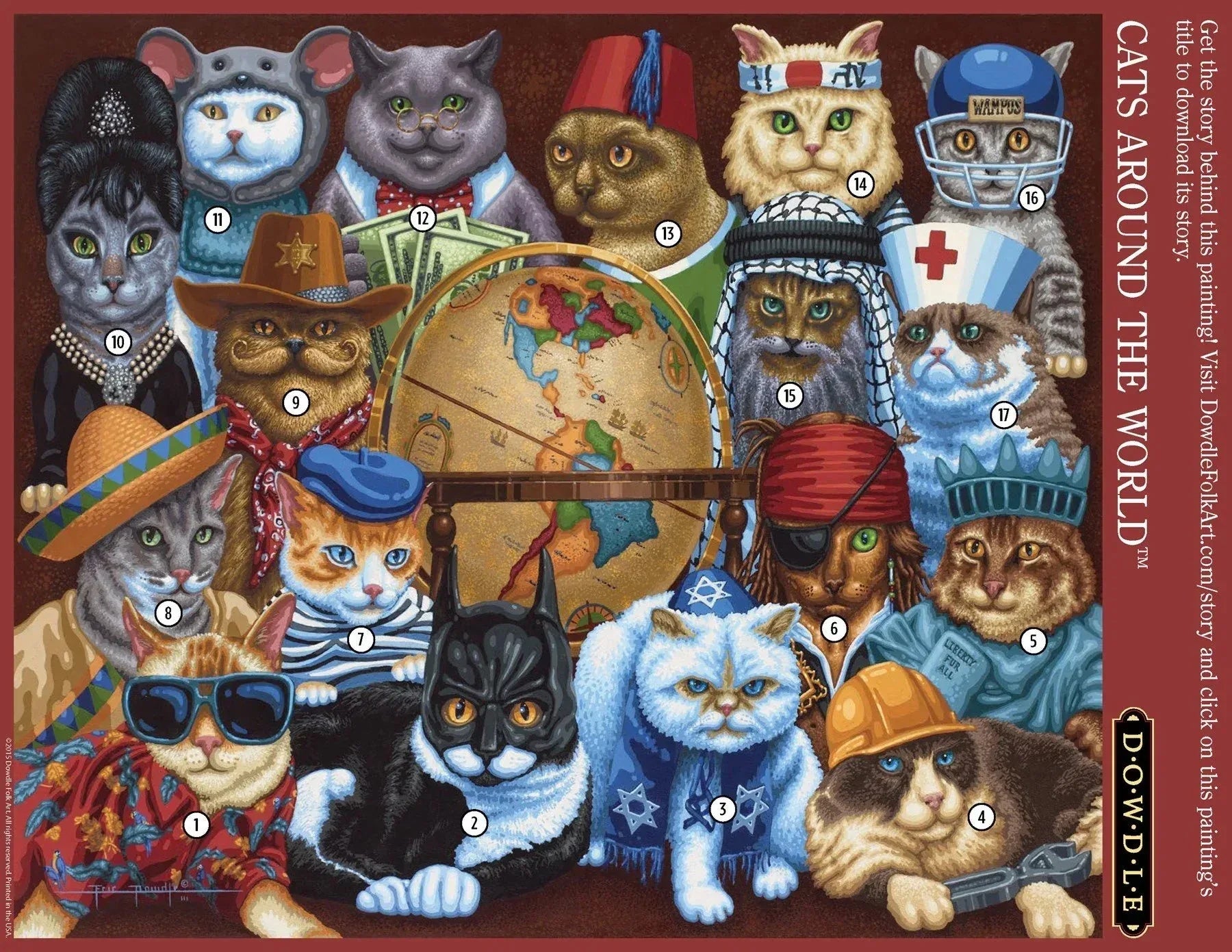 Cats Around The World 1000 Piece Jigsaw Puzzle by Dowdle Puzzles - BIG FRENCHIES
